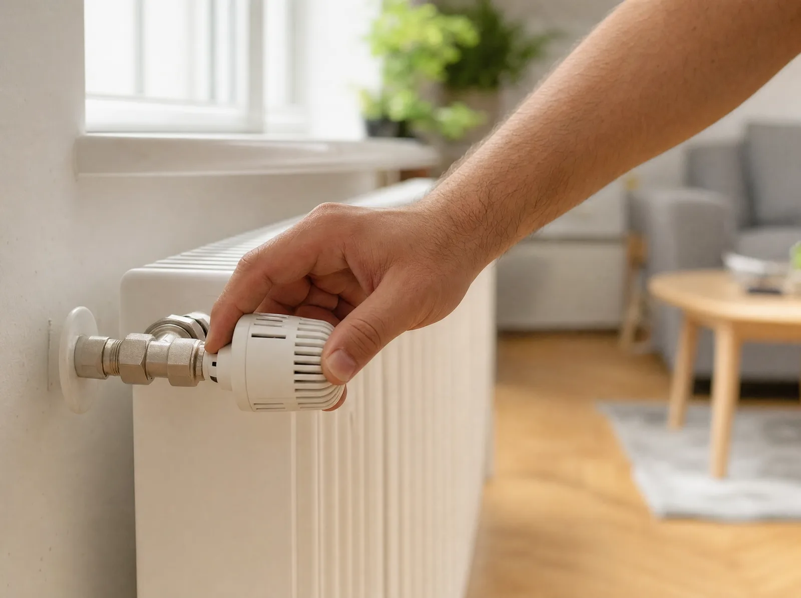 Einstellen eines Thermostatventils am Heizkörper